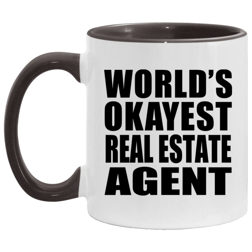 World's Okayest Real Estate Agent - 11oz Accent Mug Black
