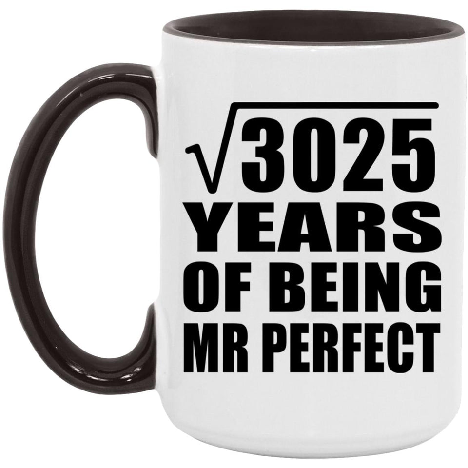 55th Anniversary Square Root of 3025 Years of Mr Perfect - 15oz Accent Mug Black