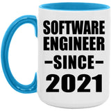 Software Engineer Since 2021 - 15oz Accent Mug Blue