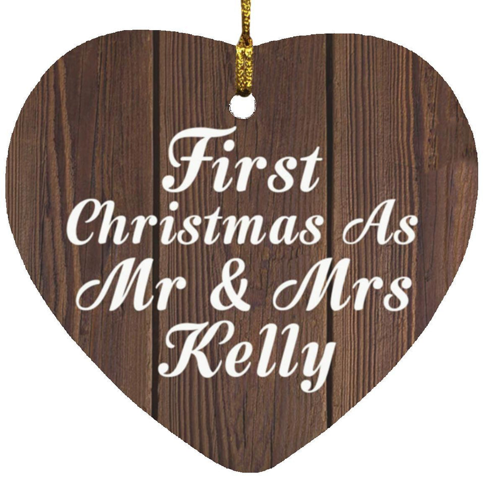 First Christmas As Mr & Mrs Kelly - Heart Ornament D