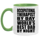 Occupational Therapist By Day World's Best Dad By Night - 11oz Accent Mug Green