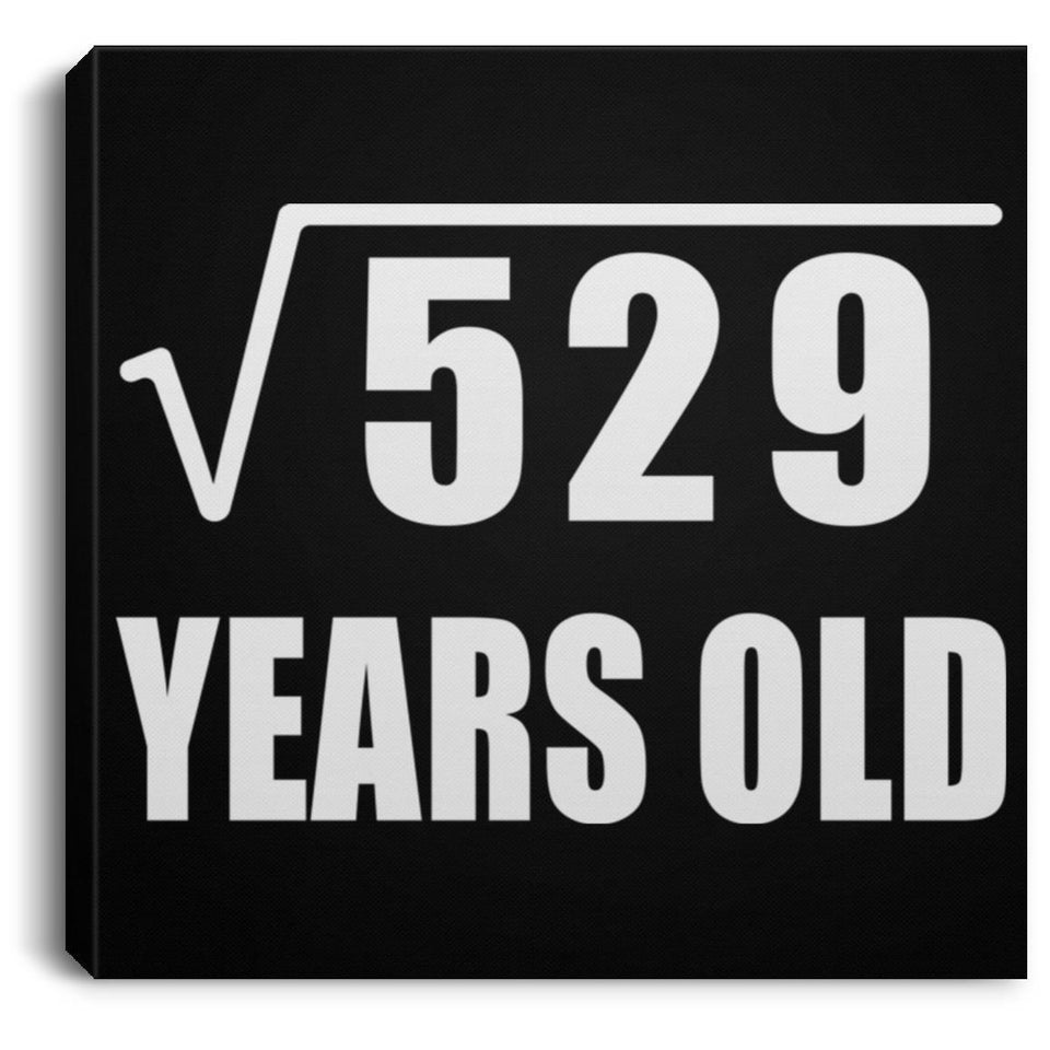 23rd Birthday Square Root of 529 Years Old - Canvas Square