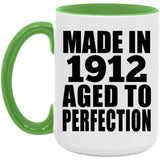 112th Birthday Made In 1912 Aged To Perfection - 15oz Accent Mug Green