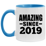 5th Birthday Amazing Since 2019 - 11oz Accent Mug Blue