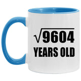 98th Birthday Square Root of 9604 Years Old - 11oz Accent Mug Blue