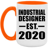 Industrial Designer Established EST. 2020 - 15oz Accent Mug Orange