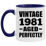 43rd Birthday Vintage 1981 Aged Perfectly - 11oz Accent Mug Purple