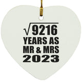 96th Anniversary Square Root of 9216 Years As Mr & Mrs 2023 - Heart Ornament