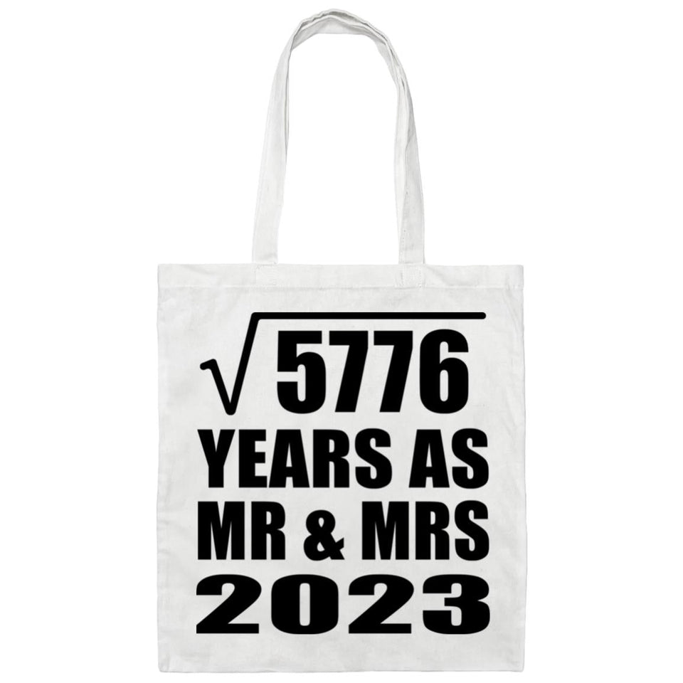 76th Anniversary Square Root of 5776 Years As Mr & Mrs 2023 - Tote Bag White