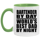 Bartender By Day World's Best Dad By Night - 11oz Accent Mug Green