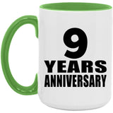 9th Anniversary 9 Years Anniversary - 15oz Accent Mug Green
