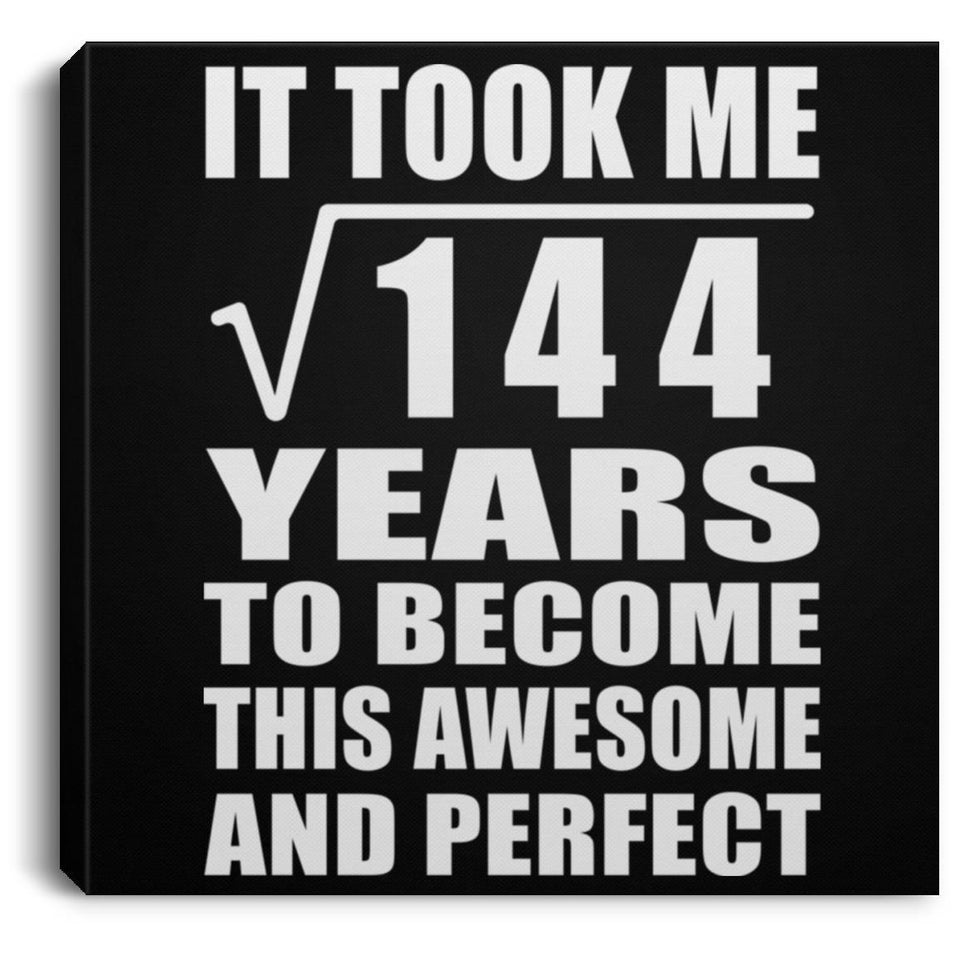 12th Birthday Took Square Root of 144 Years To Awesome - Canvas Square