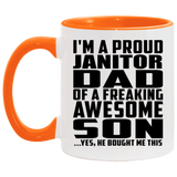 Proud Janitor Dad Of Awesome Son - 11oz Accent Mug Orange