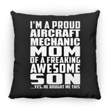 Proud Aircraft Mechanic Mom Of Awesome Son - Throw Pillow Black