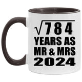28th Anniversary Square Root of 784 Years As Mr & Mrs 2024 - 11oz Accent Mug Black
