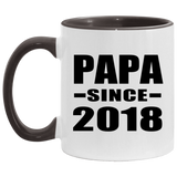 Papa Since 2018 - 11oz Accent Mug Black