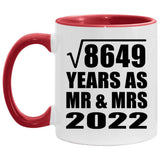 93rd Anniversary Square Root of 8649 Years As Mr & Mrs 2022 - 11oz Accent Mug Red
