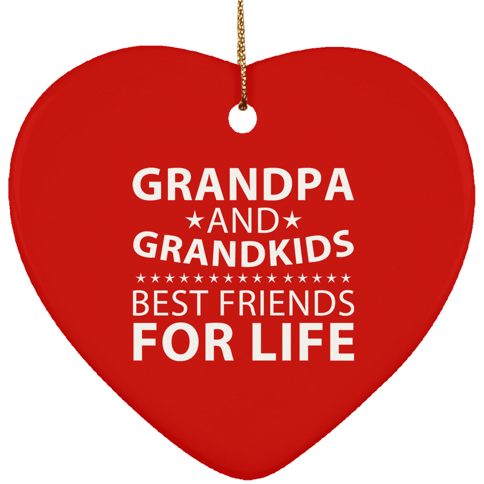 Grandpa and Grandkids, Best Friends For Life - Heart Ornament