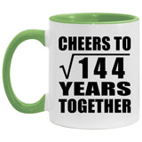 12th Anniversary Cheers To Square Root of 144 Years Together - 11oz Accent Mug Green