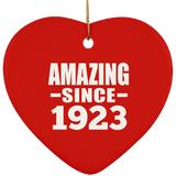 101st Birthday Amazing Since 1923 - Heart Ornament