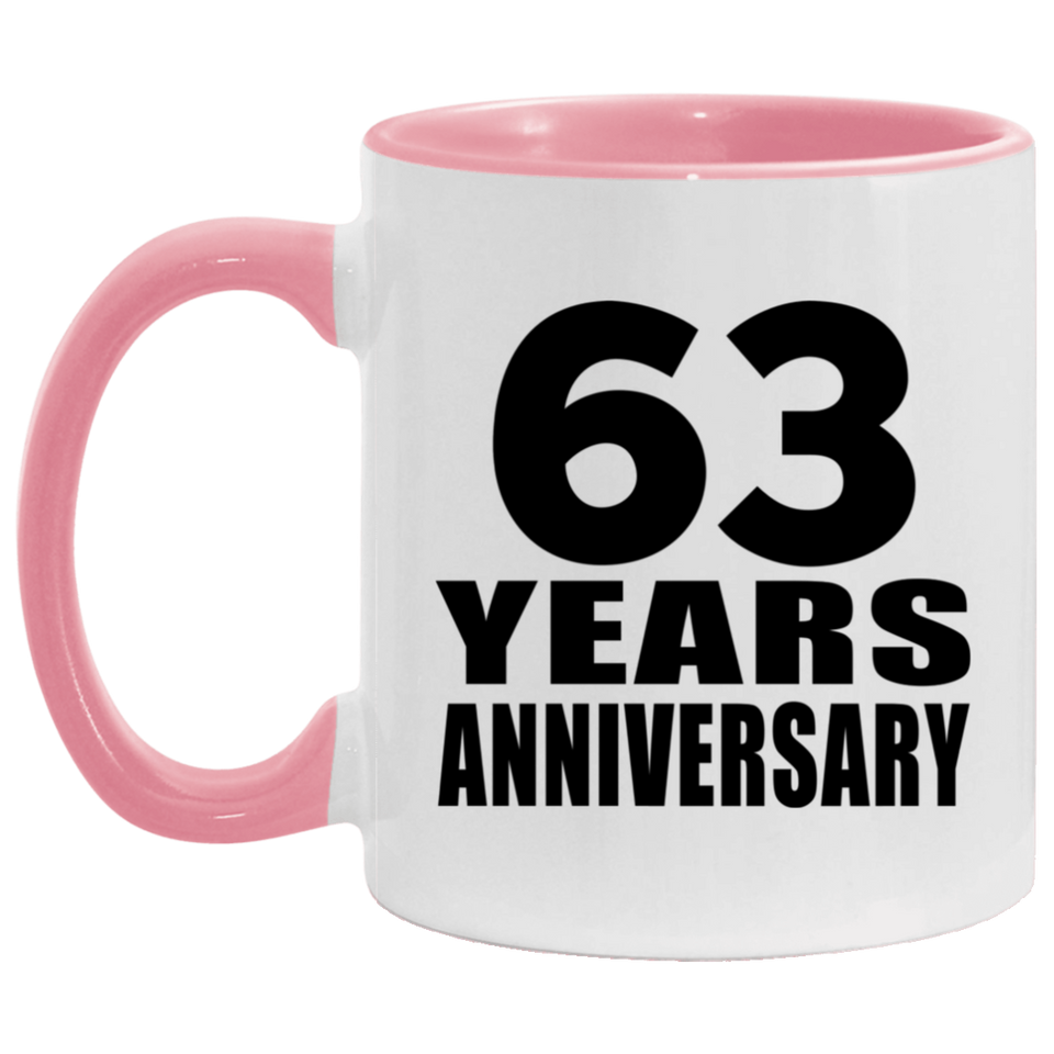 63rd Anniversary 63 Years - 11oz Accent Mug Pink