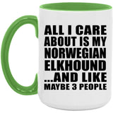 All I Care About Is My Norwegian Elkhound - 15oz Accent Mug Green