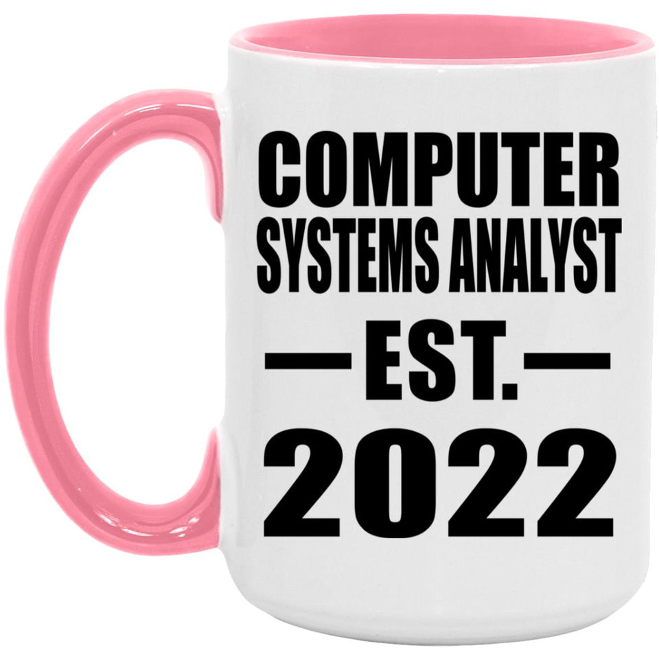 Computer Systems Analyst Established EST. 2022 - 15oz Accent Mug Pink