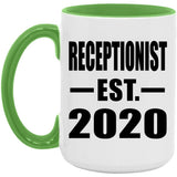 Receptionist Established EST. 2020 - 15oz Accent Mug Green