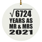 82nd Anniversary Square Root of 6724 Years As Mr & Mrs 2021 - Circle Ornament