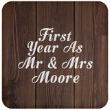 First Year As Mr & Mrs Moore - Drink Coaster D