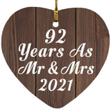 92nd Anniversary 92 Years As Mr & Mrs 2021 - Heart Ornament D