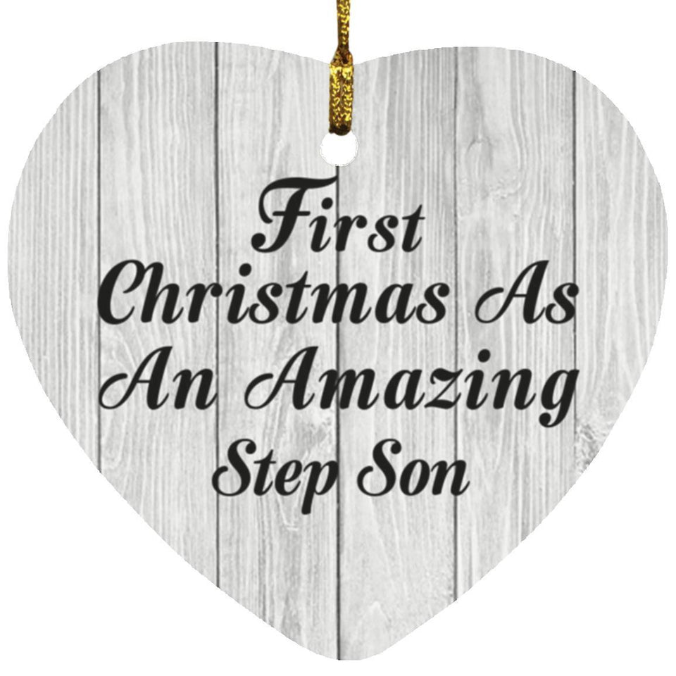First Christmas As An Amazing Step Son - Heart Ornament F