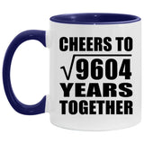 98th Anniversary Cheers To Square Root of 9604 Years Together - 11oz Accent Mug Purple