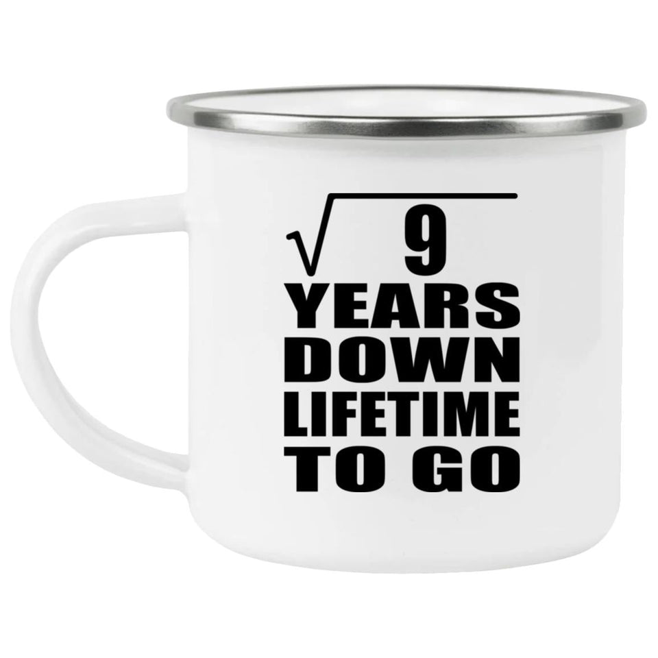 3rd Anniversary Square Root of 9 Years Lifetime To Go - 12oz Camping Mug