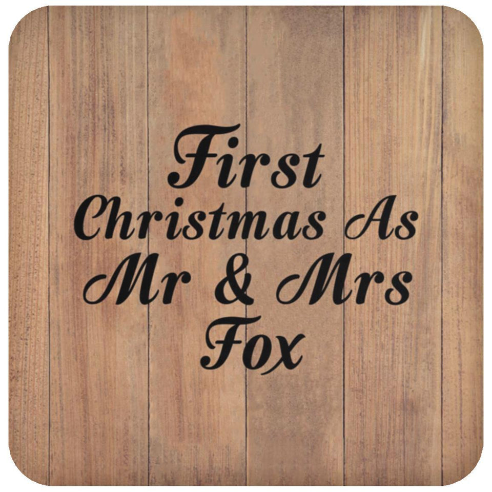 First Christmas As Mr & Mrs Fox - Drink Coaster C