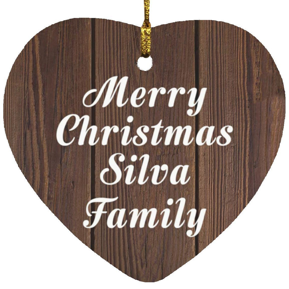 Merry Christmas Silva Family - Heart Ornament D