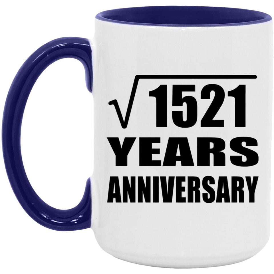 39th Anniversary Square Root of 1521 Years Anniversary - 15oz Accent Mug Purple