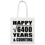 Happy 80th Anniversary Square Root of 6400 Years & Counting - Tote Bag White