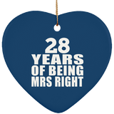28th Anniversary 28 Years Of Being Mrs Right - Heart Ornament