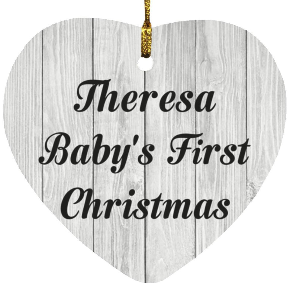 Theresa Baby's First Christmas - Heart Ornament F