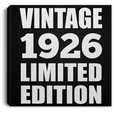 98th Birthday Vintage 1926 Limited Edition - Canvas Square
