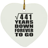 21st Anniversary Square Root of 441 Years Down Forever To Go - Heart Ornament