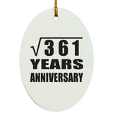 19th Anniversary Square Root of 361 Years Anniversary - Oval Ornament