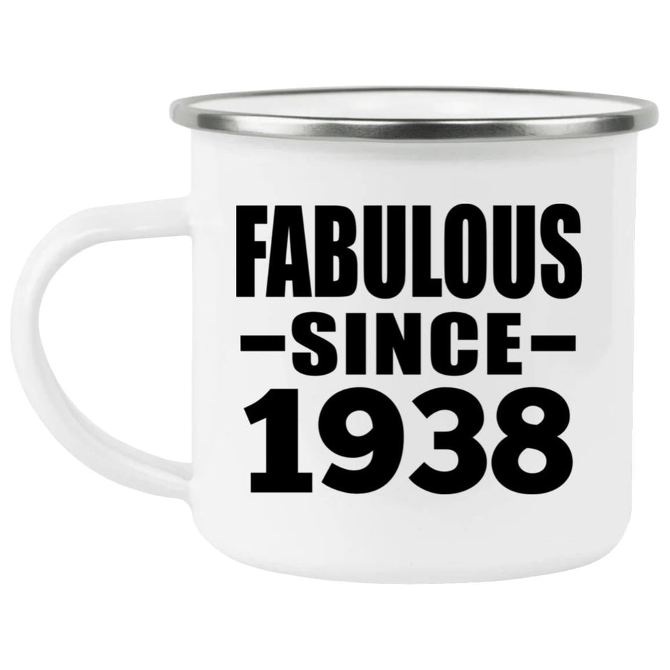 86th Birthday Fabulous Since 1938 - 12oz Camping Mug
