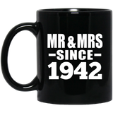 82nd Anniversary Mr & Mrs Since 1942 - 11 Oz Coffee Mug Black