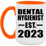 Dental Hygienist Established EST. 2023 - 15oz Accent Mug Orange