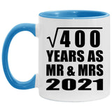 20th Anniversary Square Root of 400 Years As Mr & Mrs 2021 - 11oz Accent Mug Blue