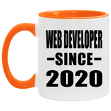 Web Developer Since 2020 - 11oz Accent Mug Orange