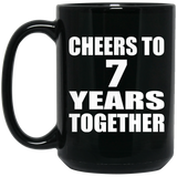 7th Anniversary Cheers To 7 Years Together - 15oz Coffee Mug Black