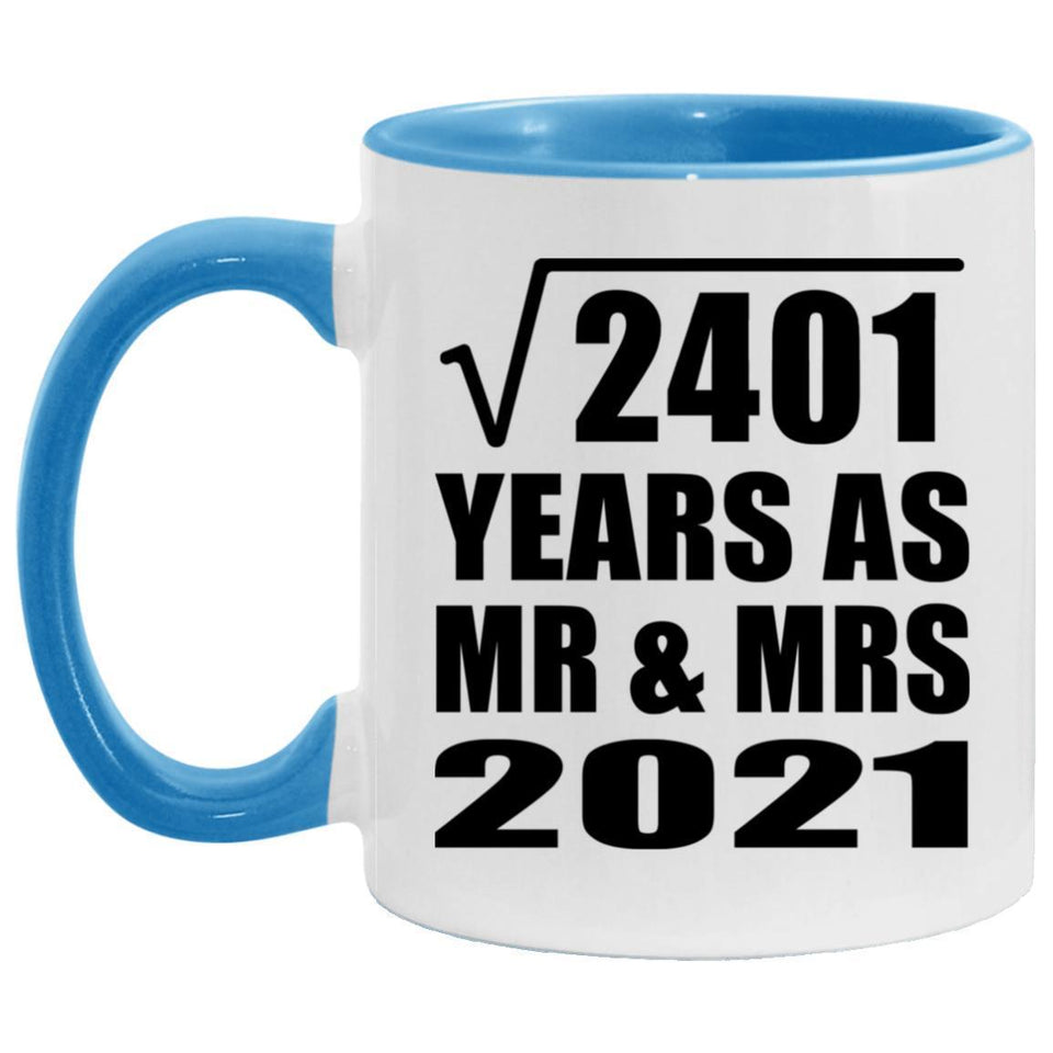 49th Anniversary Square Root of 2401 Years As Mr & Mrs 2021 - 11oz Accent Mug Blue